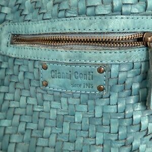 Gianni Conti Turquoise Woven Shoulder Bag
